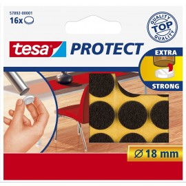 Tesa Protect Feutres Anti-Rayures – Patins Feutre Autocollants pour une Protection contre les Rayures des Sols et Surfaces – Brun – Diamètre 18 mm - B001FBNVEA