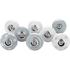 G Decor Lot de 8 boutons de porte en céramique pour tiroirs de placards style bohème finition vintage Gris blanc - B01G2EQRXG