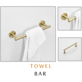 Ensemble de 3 accessoires de salle de bain,30cm Porte-serviette,Porte-papier toilette,crochet pour peignoirs,Or brossé - B07TJQ68BF