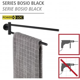 WENKO Porte-serviettes avec 2 bras mobiles Bosio Black mat acier inox Barre porte-serviettes 2 bras pivotants Acier inoxydable 5.5 x 9 x 43 cm Mat - B084HVDL2F
