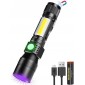 Lampe de poche UV 3 en 1 Lampe de poche LED Rechargeable par USB Magnétique Zoomable Étanche COB 7 modes 395 nm Détecteur d'urine pour animaux de compagnie 1 pièce - B08MQB7LLQ