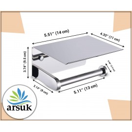 ARSUK Porte Papier Toilette Mural Auto Adhésif avec étagère Acier Inoxydable 14x9.5x10cm Miroir Poli - B08FJFRW8S