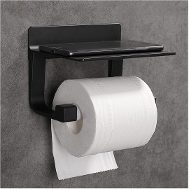 Hoomtaook Derouleur Papier Toilette Porte Papier Toilette Mural Support Papier Toilettes Auto-adhésif Aluminium Noir - B07WRWNV27