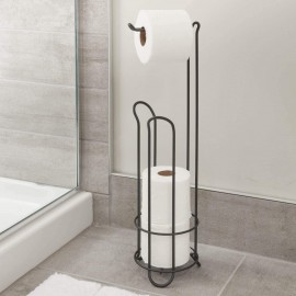 InterDesign Classico distributeur papier toilette porte-rouleau WC en métal sans perçage noir mat - B00R2SI76M